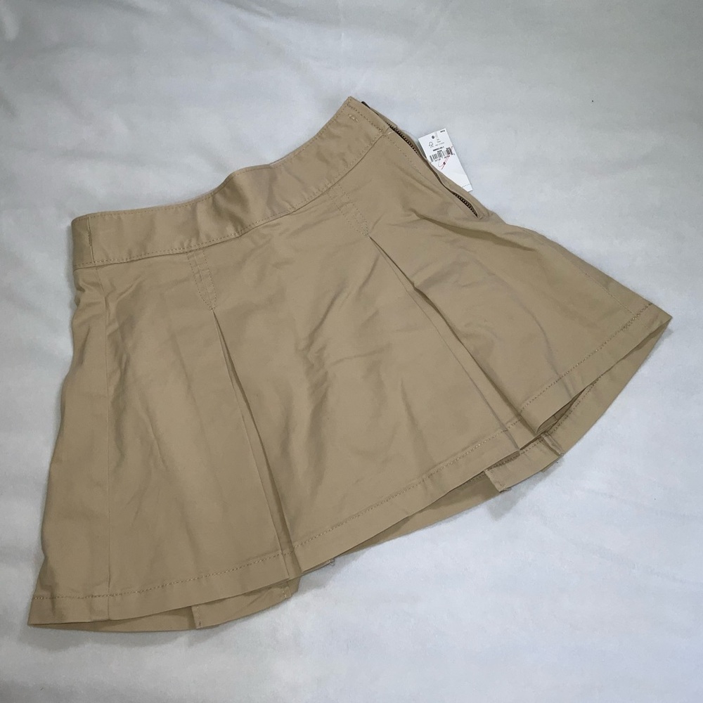 Tan Pleated Mini Skirt